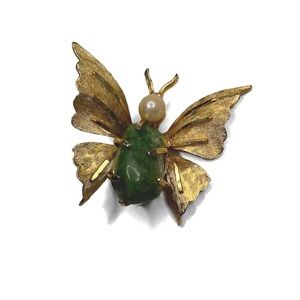 Vintage BSK Gold Tone Butterfly Brooch